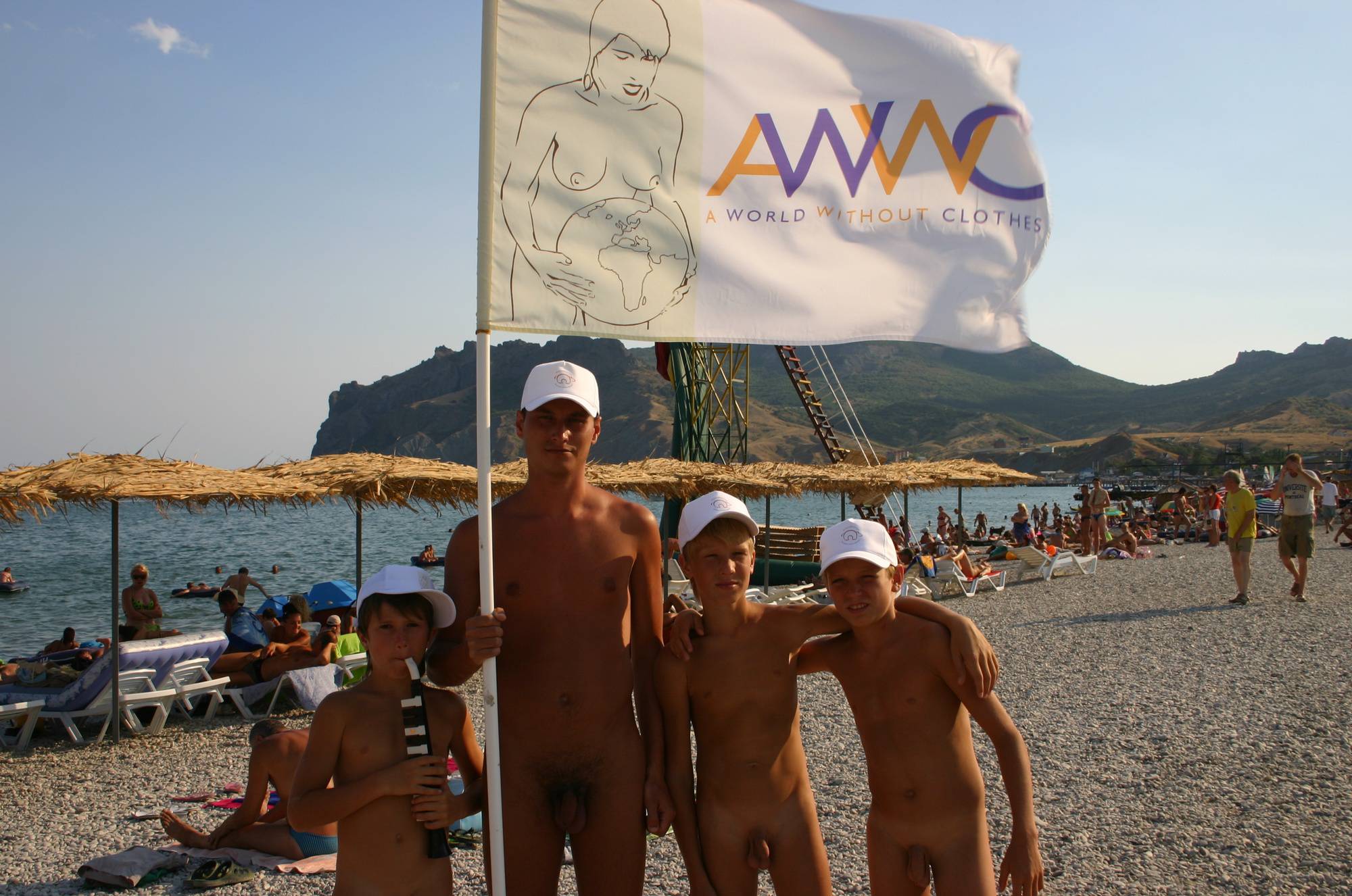 Naturist Families - AWWC Flag Group Picture - 3