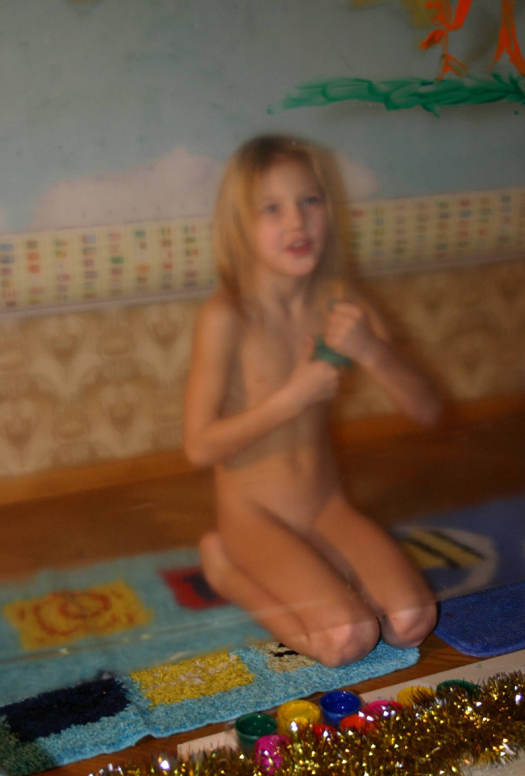 Indoor Finger Painting - Young Nudists - 1