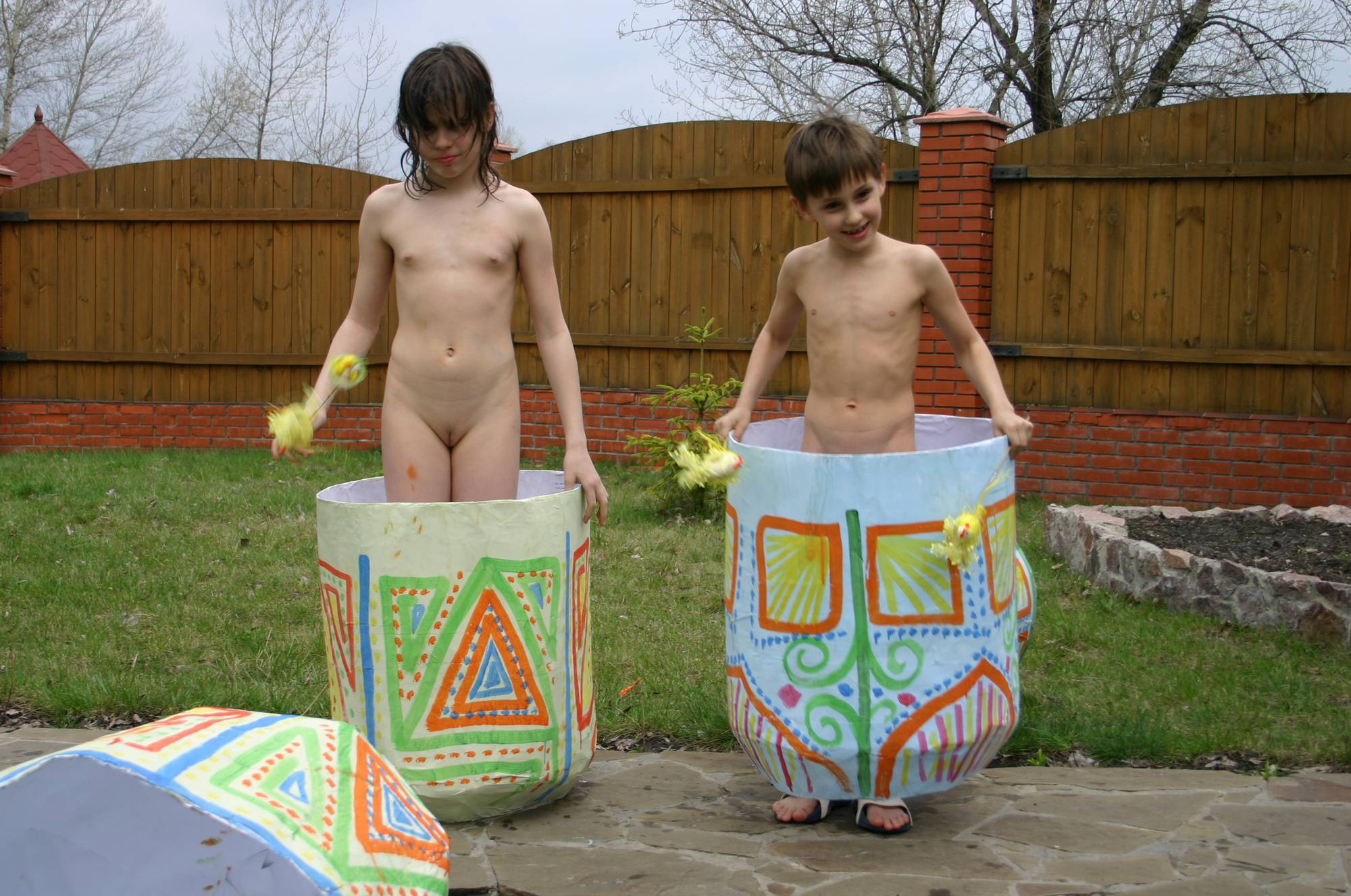 Easter 2X Eggs Outdoors Little Nudists - 2