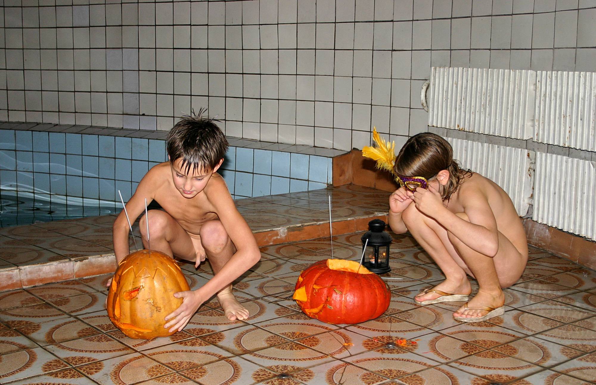 Halloween Boys Pumpkin Teen Nudists - 1