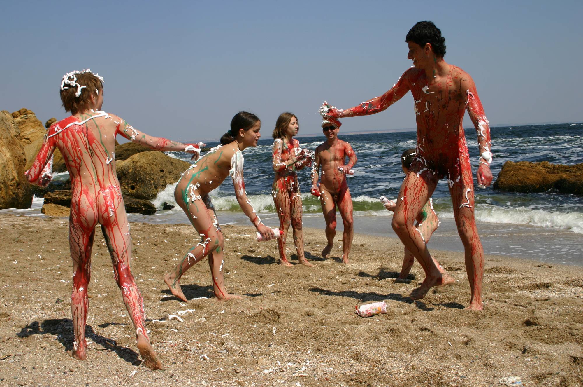 Pure Nudism Photos Beach Paint Fight Actions - 2