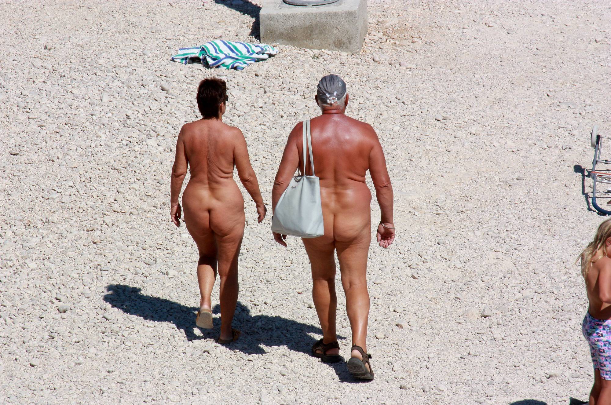 Pure Nudism Gallery Boy and His Dad Beach Walk - 1