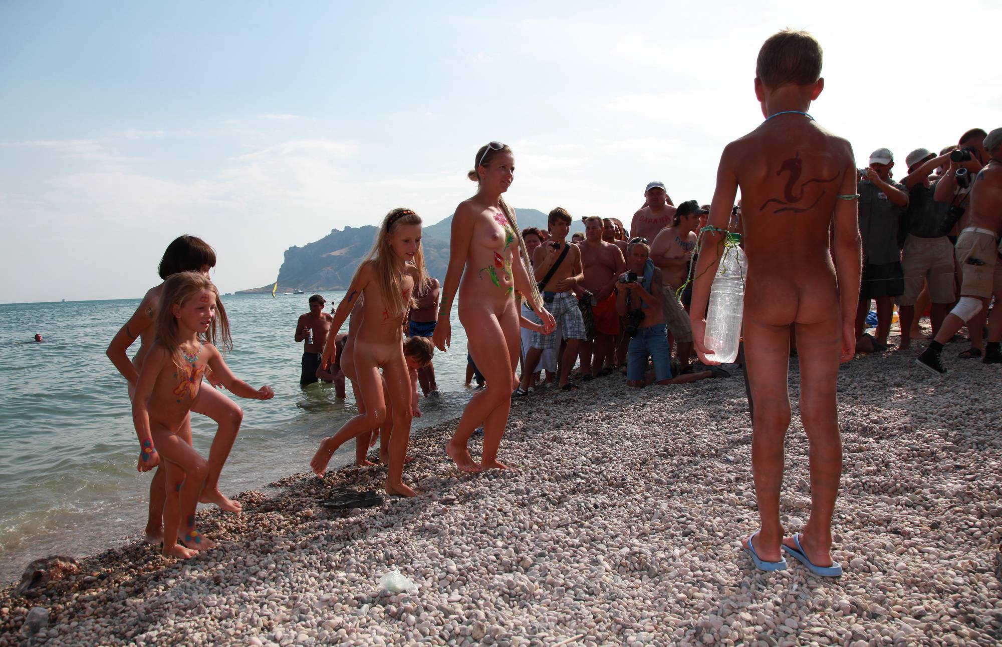 Pure Nudism Kids Coming Out of Water - 2
